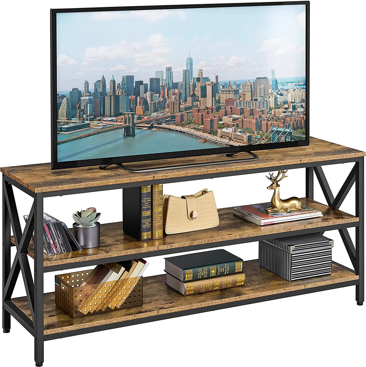 Rustic Brown 63 Inch 3 Tiers TV Stand W728400
