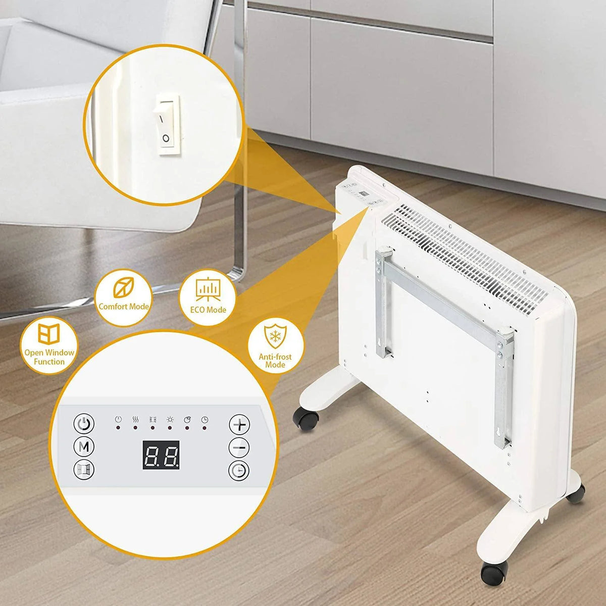 1000W Electric Radiator Space Heater with Adjustable Thermostat U781