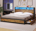 Queen Bed Frame with Headboard and Drawers N700