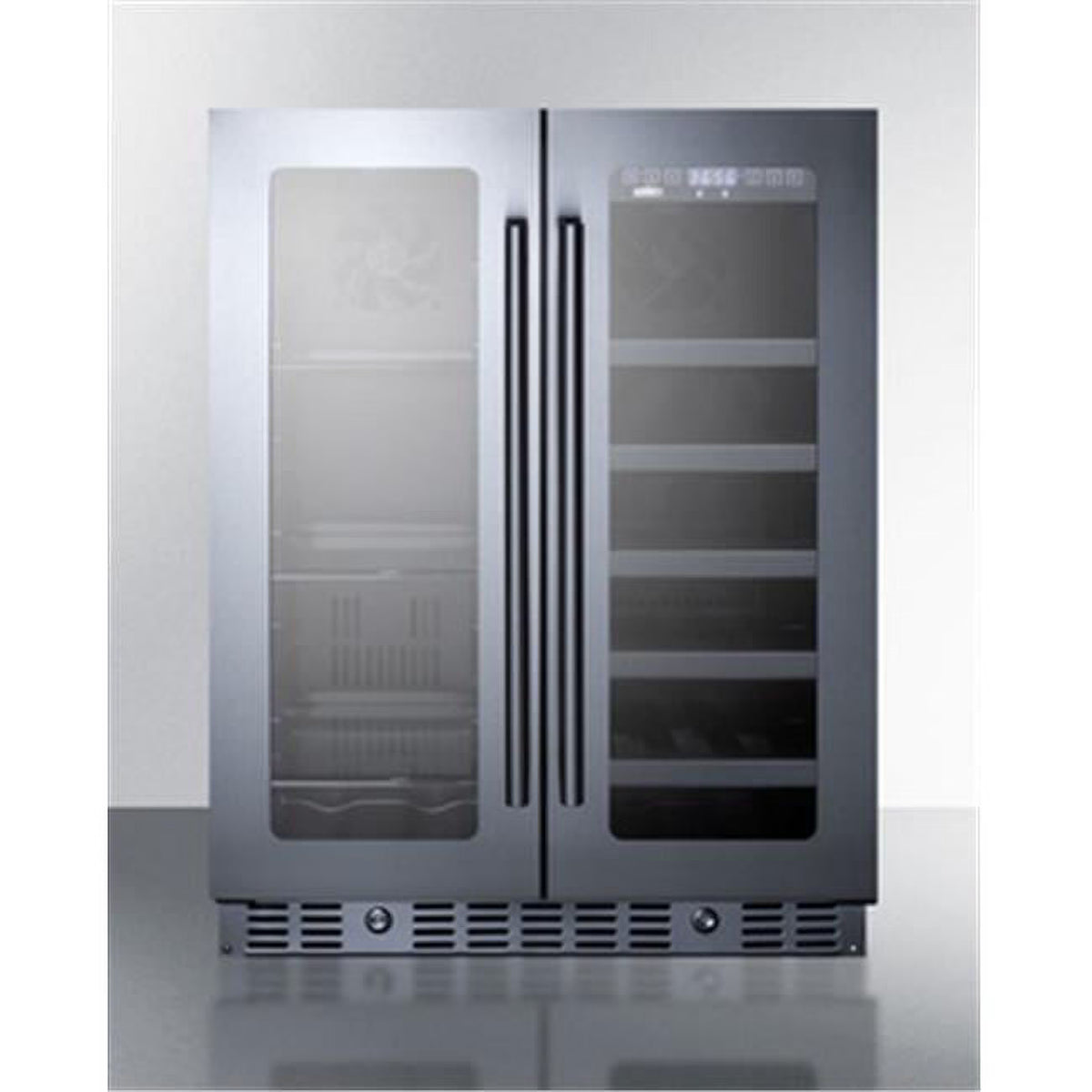 24 in. Wide Built-in Undercounter French Door Wine & Beverage Center, Stainless Steel F11477