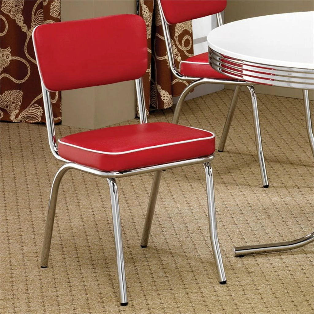 Red and Chrome Dining Side Chair U931