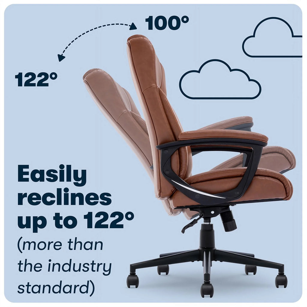 Executive Office Chair Cognac Bonded Leather T26583