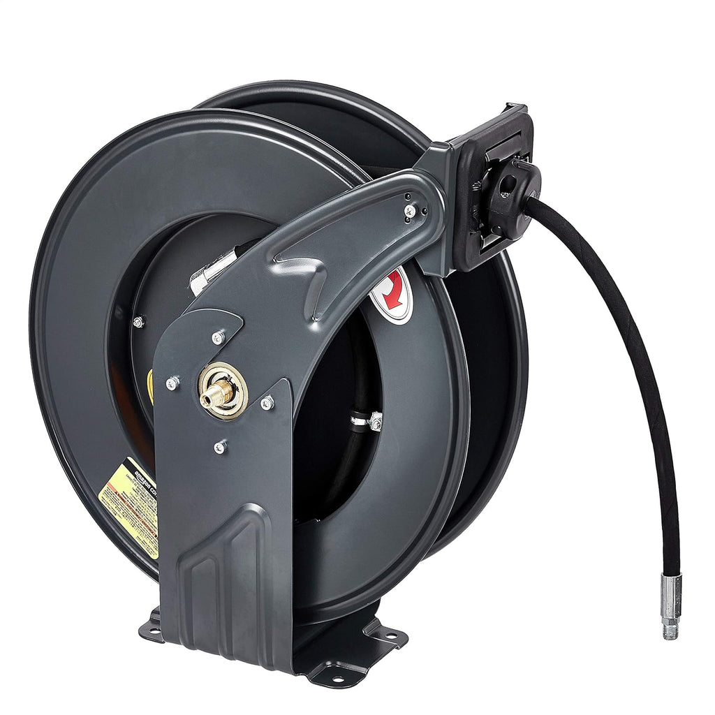 Retractable Heavy Duty Grease Hose Reel 1/4" x 50' High Pressure Hose 5800 PSI J479982