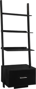 Black Ladder Bookcase with File Drawer D862261