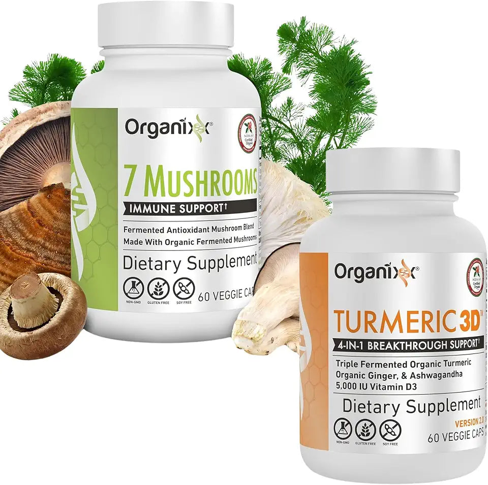 Turmeric Curcumin & Organic Mushroom Supplement 60 Vegetarian Capsules M81549
