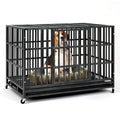 48 Inch Heavy Duty Steel Dog Crate with Wheels and Removable Tray C71748
