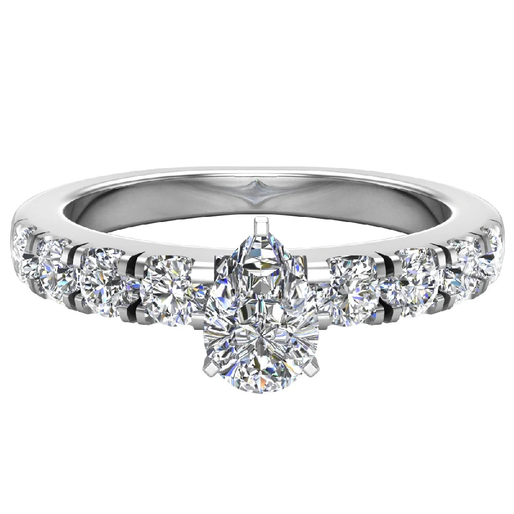 Pear Cut Solitaire Diamond Ring 18K White Gold 1.00 Carat Z97763