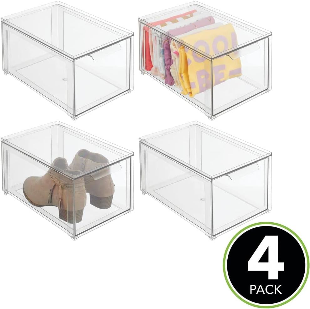 Clear Plastic 4 Pack Stackable Storage Drawer F62713