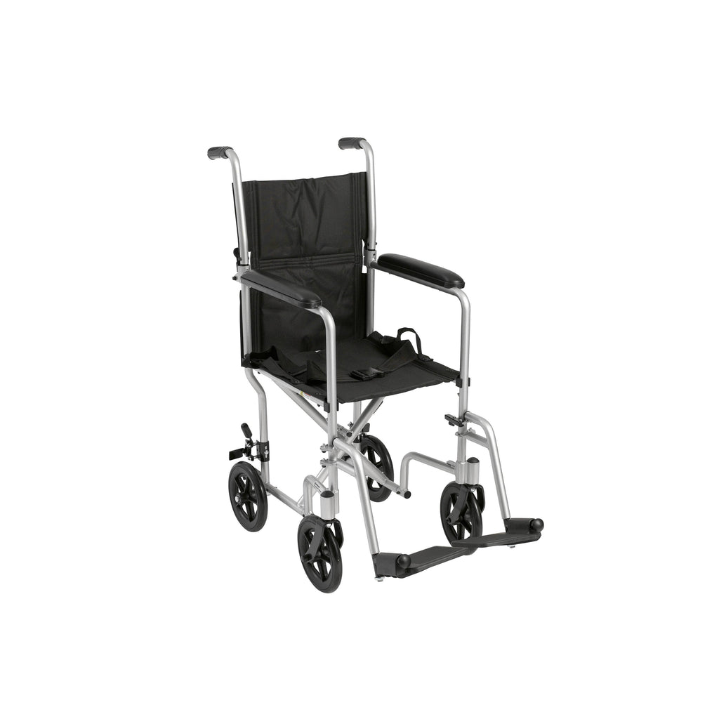 Lightweight Transport Wheelchair, 19x22 Seat, Silver A76782