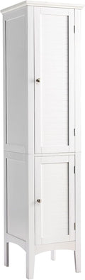 5-Tier Tall Wooden Bathroom Storage Cabinet with 2 Doors and Shelves T328432