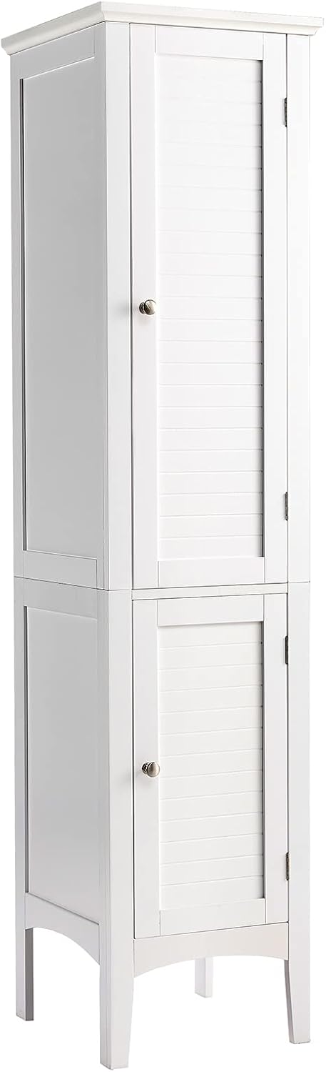 5-Tier Tall Wooden Bathroom Storage Cabinet with 2 Doors and Shelves T328432