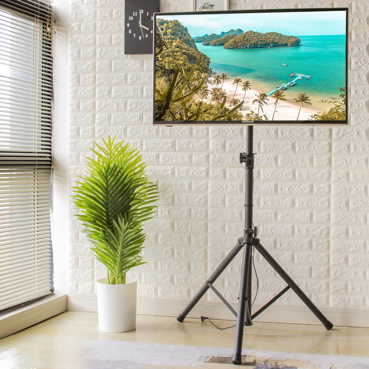 Black Portable Tripod TV Stand up to 75 inch W7320