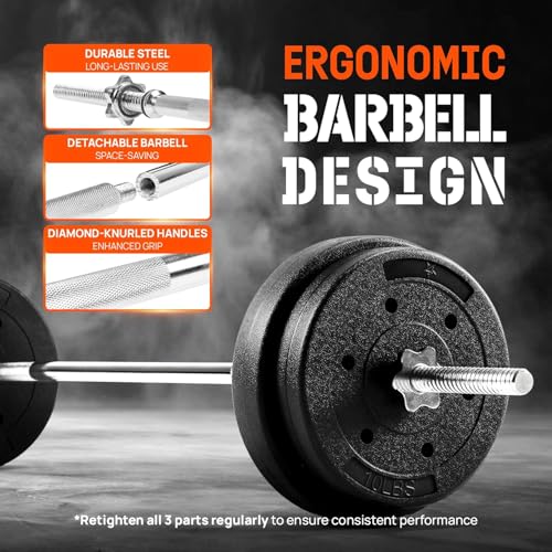 50 LB Barbell Weight Set with Diamond Knurled Handles Z718