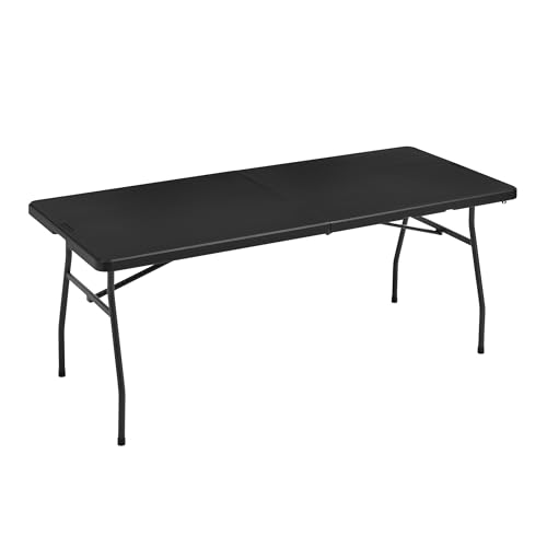 White 6 ft Folding Table with Carrying Handle C55164