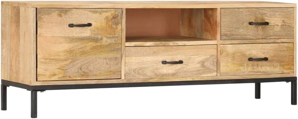 Solid Mango Wood TV Stand with Iron Tube Legs I2275