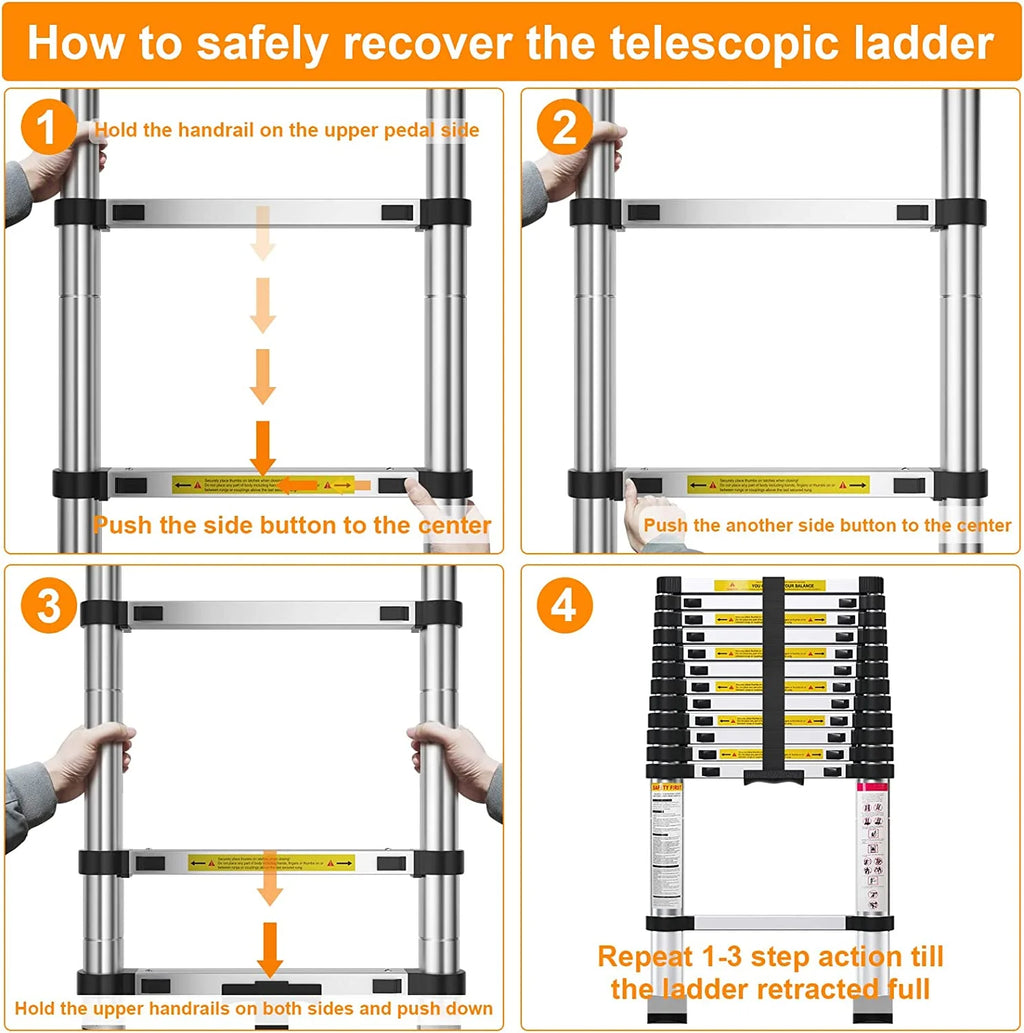 Telescoping Aluminum Extension Ladder, 330lbs Max Capacity Y6331