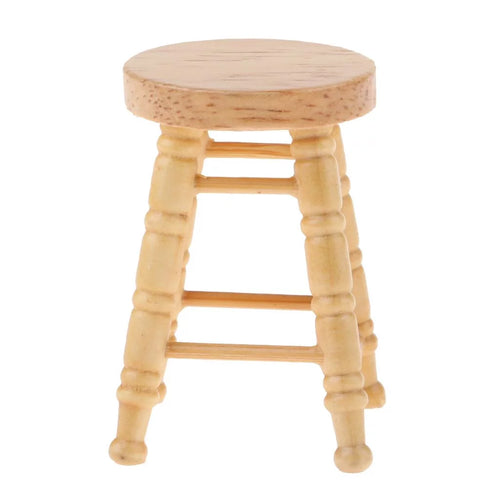 1/12 Wooden Unpainted Round Bar Stool Model D49669