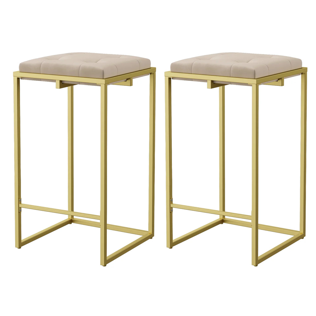 Velvet Tufted Bar Stool Set of 2 D1224