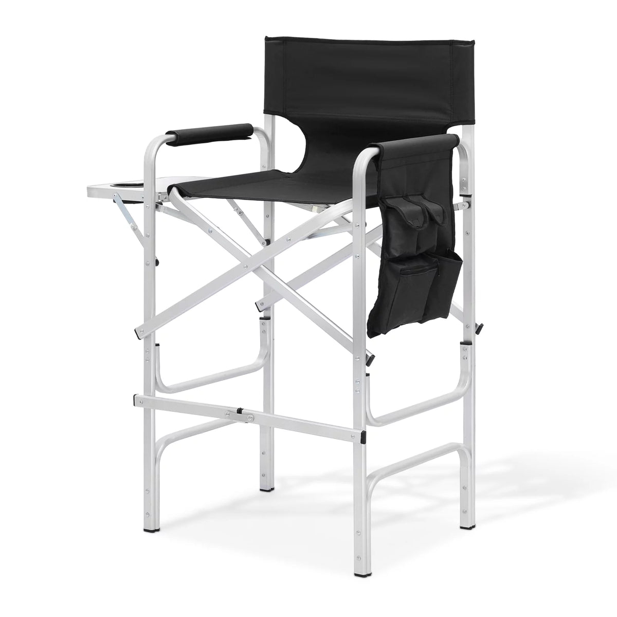 Folding Camping Director Chair with Side Table & Storage Pocket, Black S57671