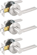 Stain Nickel Keyless Passage Door Levers Interior Locks, Non-Locking Lever Set, 10 Pack S11346