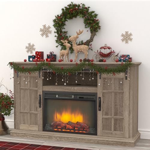 White 43 Inch Electric Fireplace with Mantel A851581