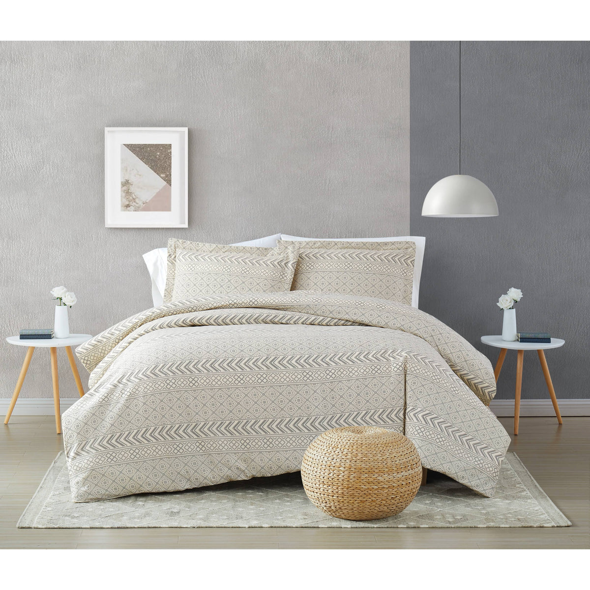 Beige Black Twin XL Comforter Set D922