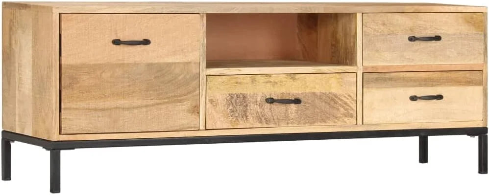 Solid Mango Wood TV Stand with Iron Tube Legs I2275