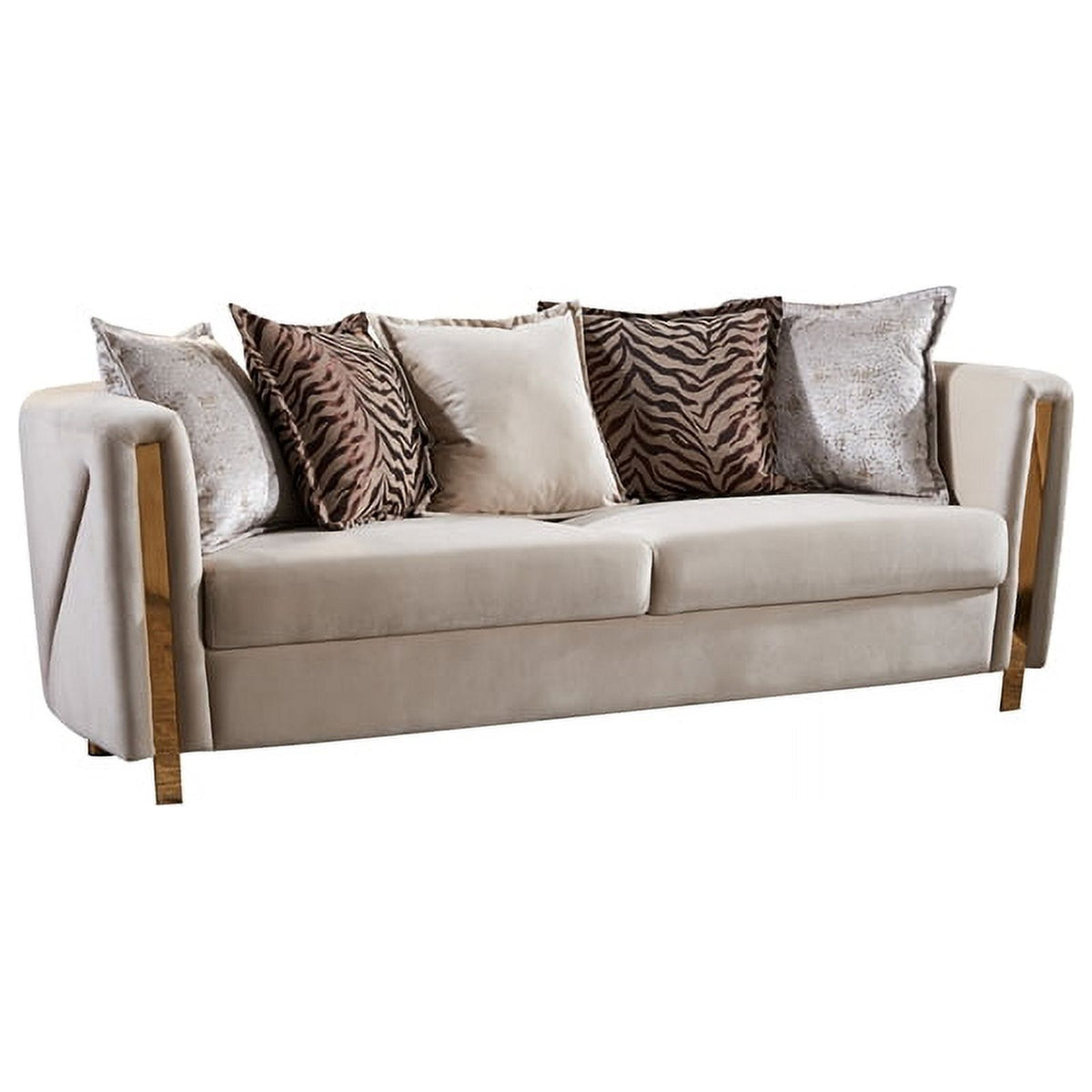Beige Velvet 2Pc Living Room Set L1575