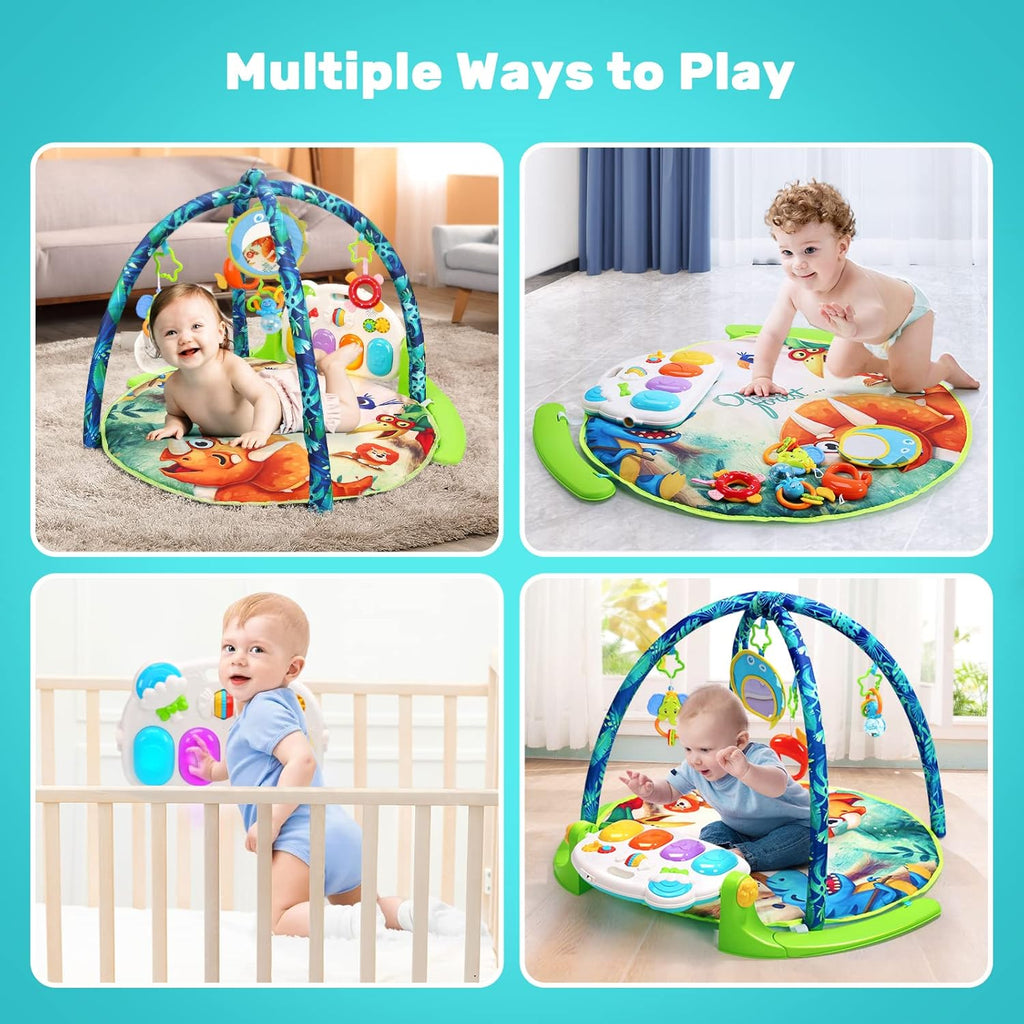 Baby Gym Play Mat with 5 Sensory Teether Toys, Musical Activity Center, Pack of 2 Q597