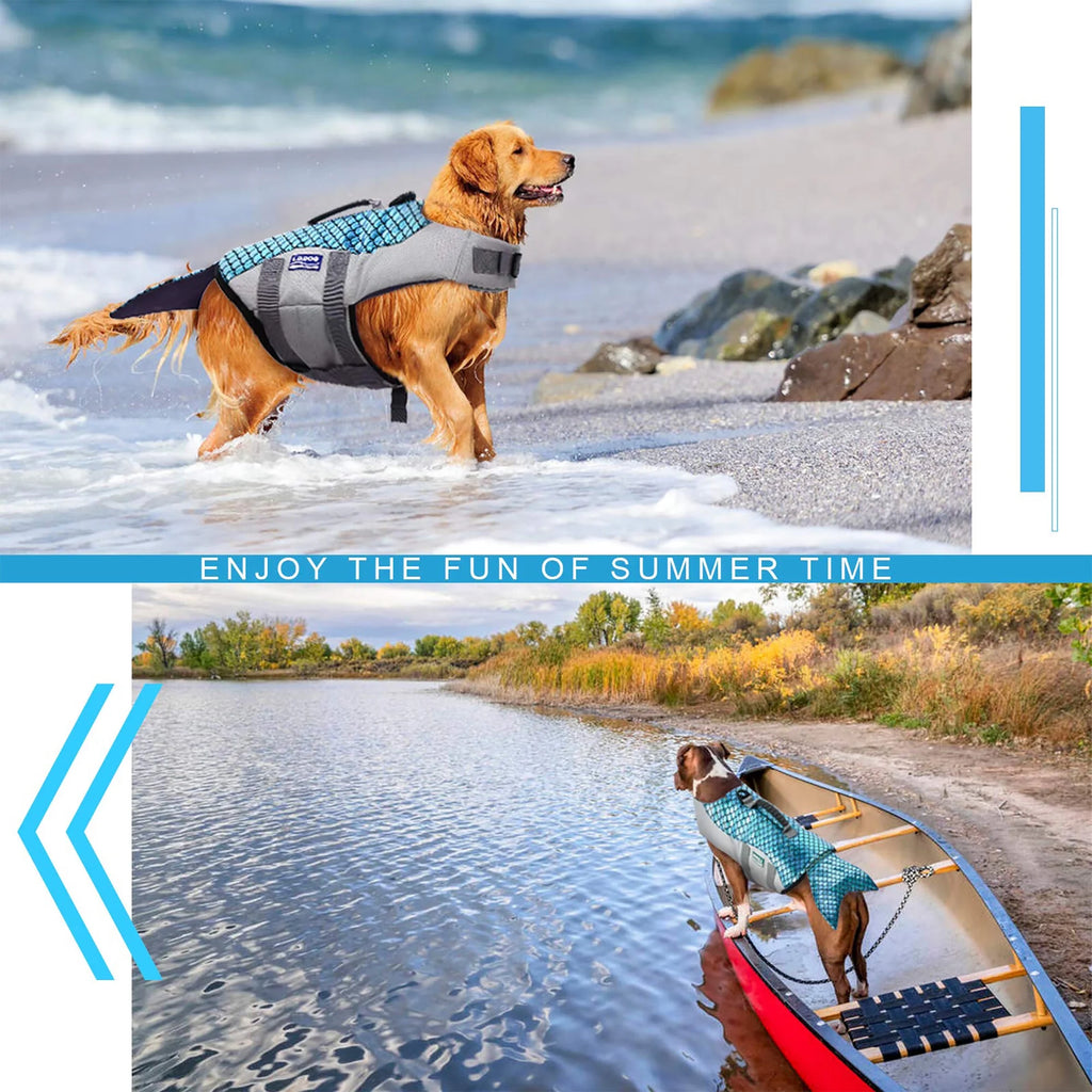 Dog Life Jacket with Rescue Handle, Reflective Adjustable Life Vest J562
