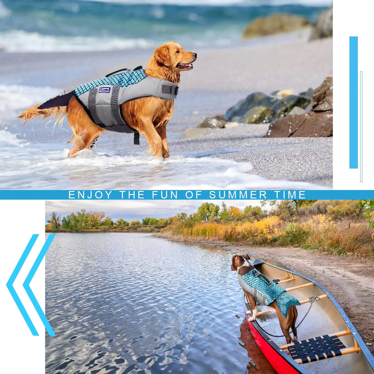 Dog Life Jacket with Rescue Handle, Reflective Adjustable Life Vest J562