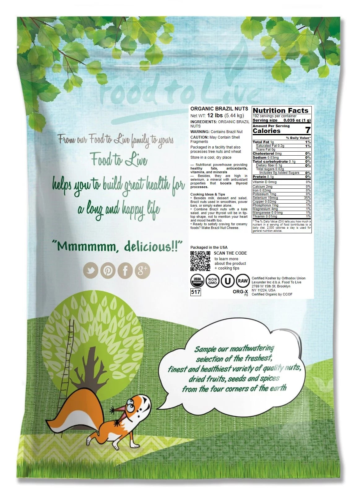 Organic Brazil Nuts, 12 Pounds F6683