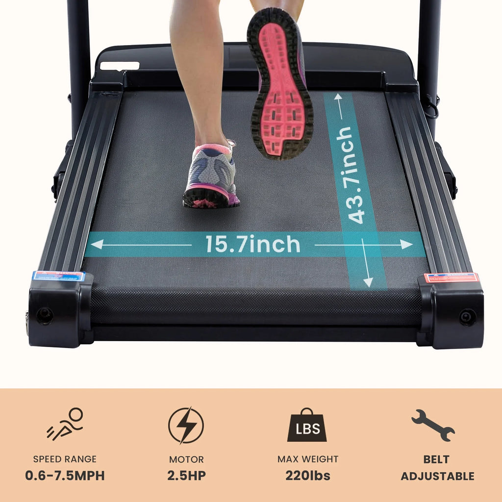 2.5HP Foldable Electric Treadmill with Shock-Absorbent Deck E32846