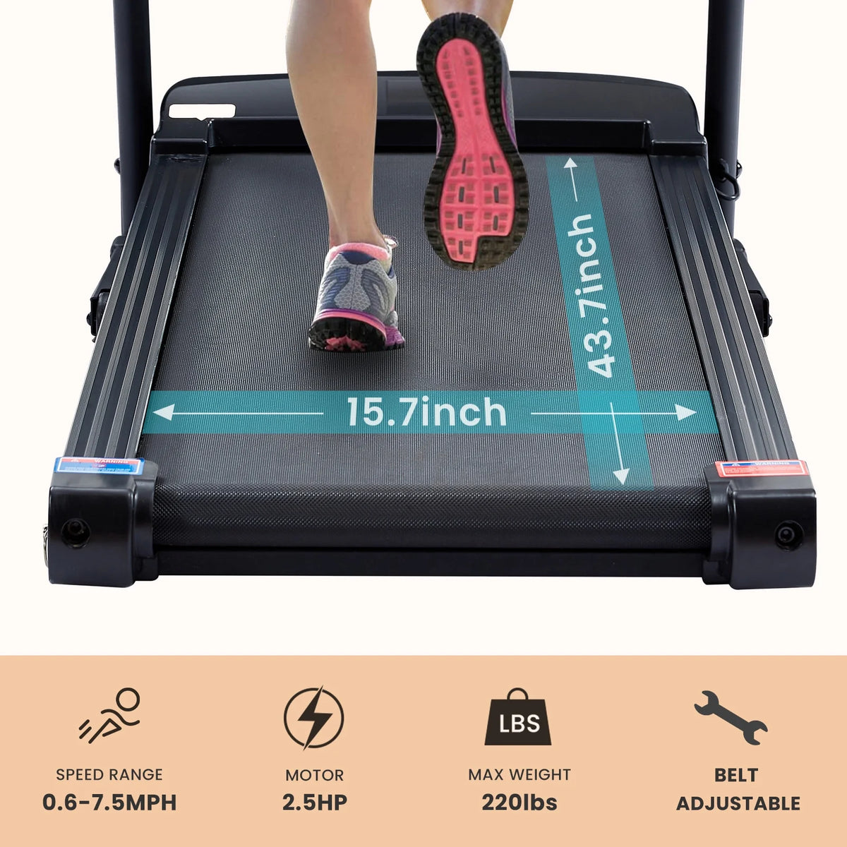 2.5HP Foldable Electric Treadmill with Shock-Absorbent Deck E32846