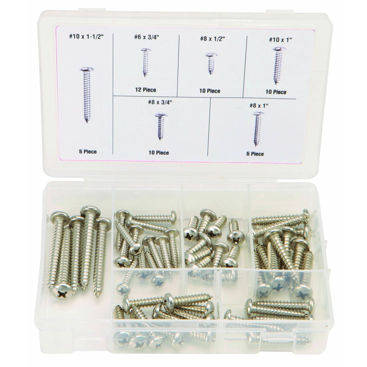 Stainless Steel Sheet Metal Screw Assortment, 52 Piece U534