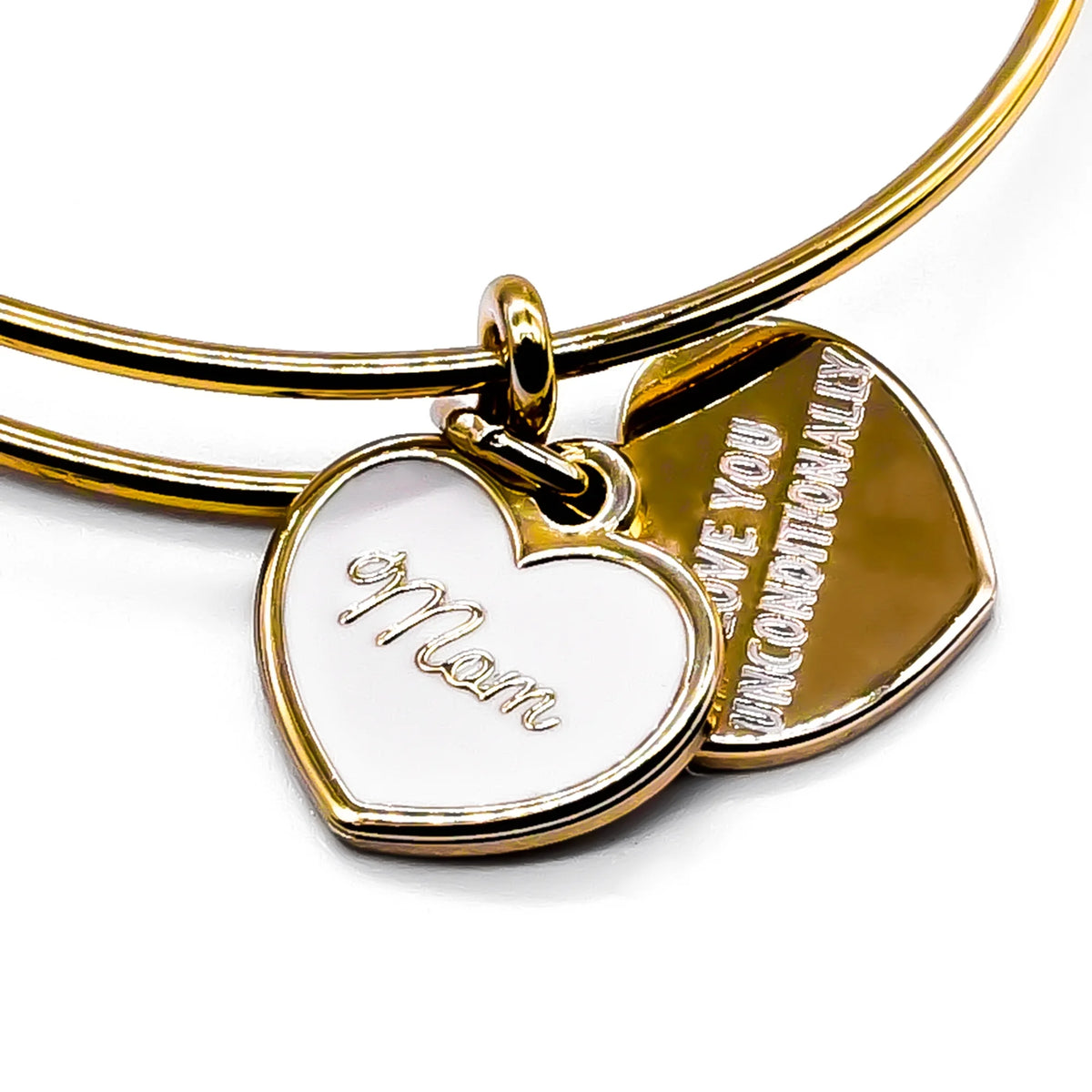 Gold-tone White Pendant Charm Bangle Bracelet N8097