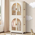 Children's Portable Collapsible Plastic Wardrobe with Hanging Rod and Door N882244
