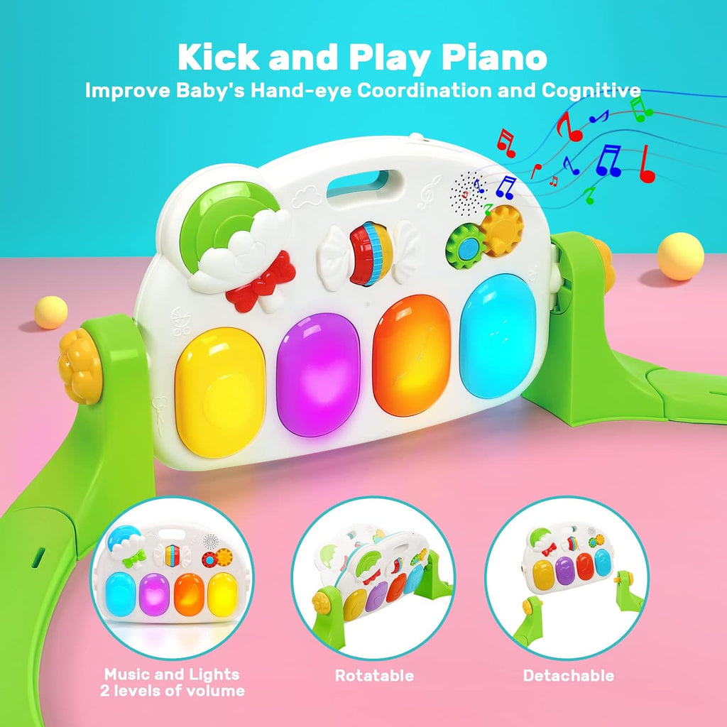 Baby Gym Play Mat with 5 Sensory Teether Toys, Musical Activity Center, Pack of 2 Q597