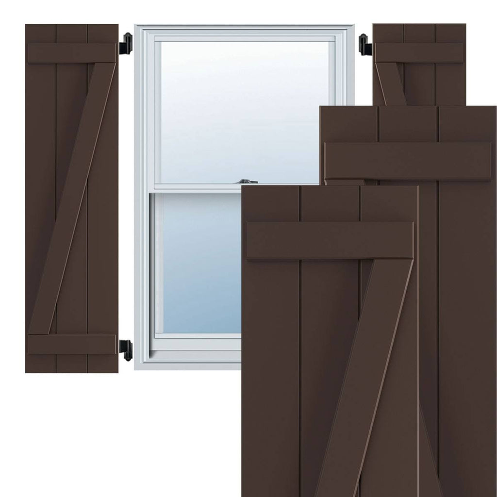Raisin Brown PVC Board and Batten Shutters Per Pair J631992