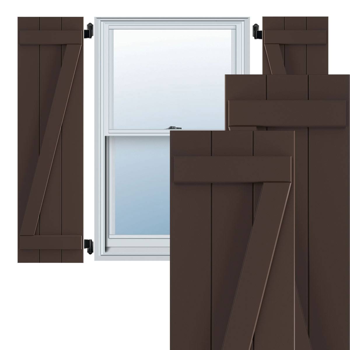 Raisin Brown PVC Board and Batten Shutters Per Pair J631992
