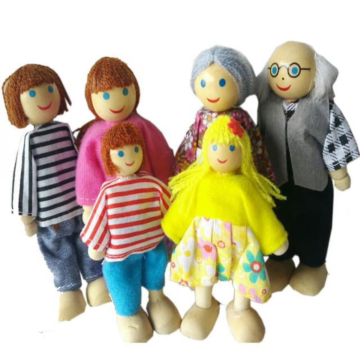 6 Pcs Wooden Dollhouse Family Set Mini People Figures N684