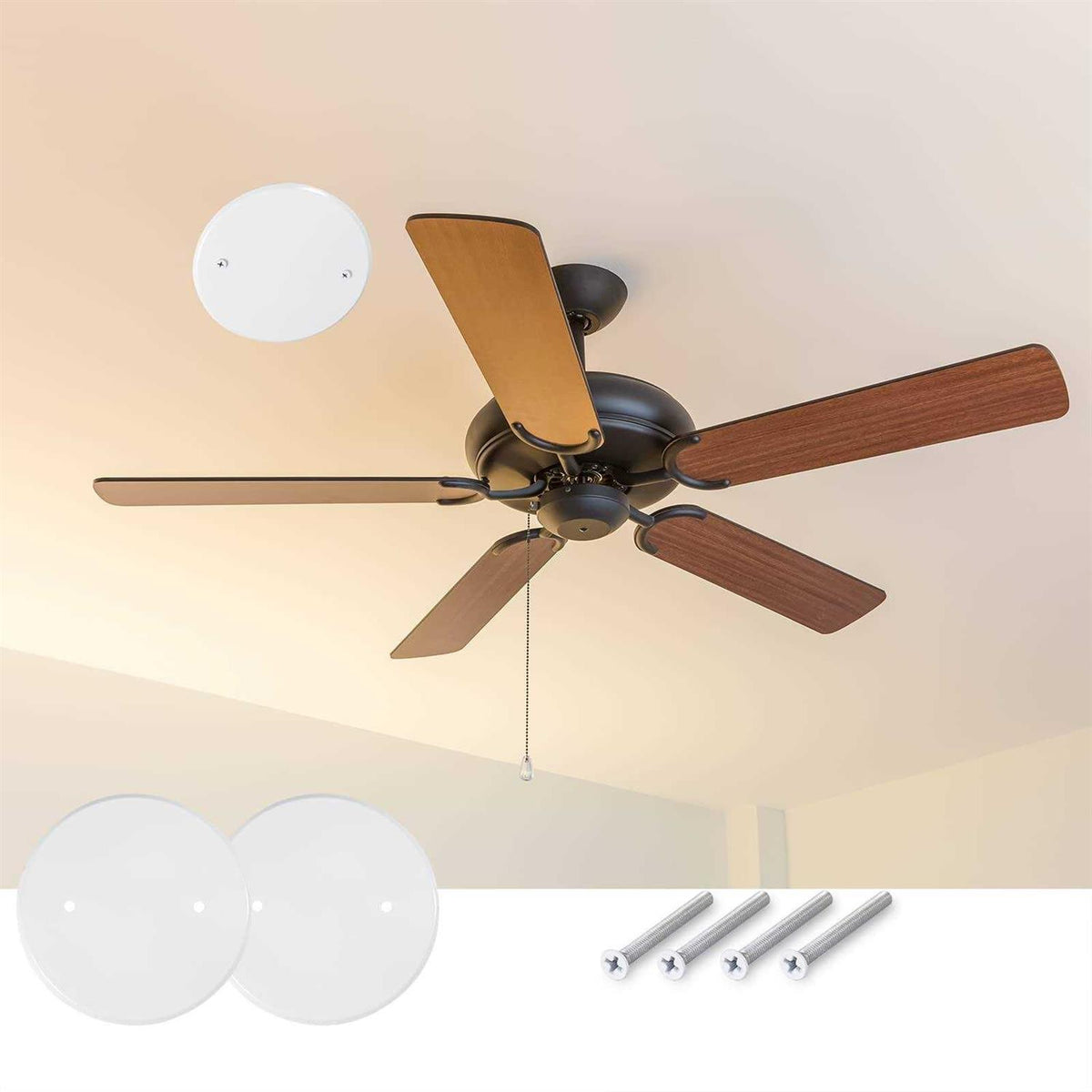 4 Pack 5 Inch Metal Flat Round Ceiling Cover Plate with Screws X118