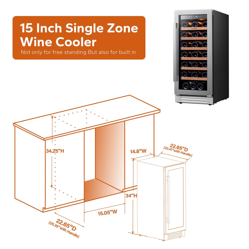 24 inch 54 Bottle Stainless Steel Wine Cooler B605