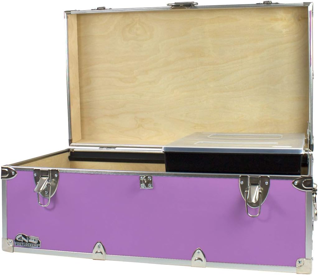 Gray Footlocker Storage Chest with Organizer Tray P1297