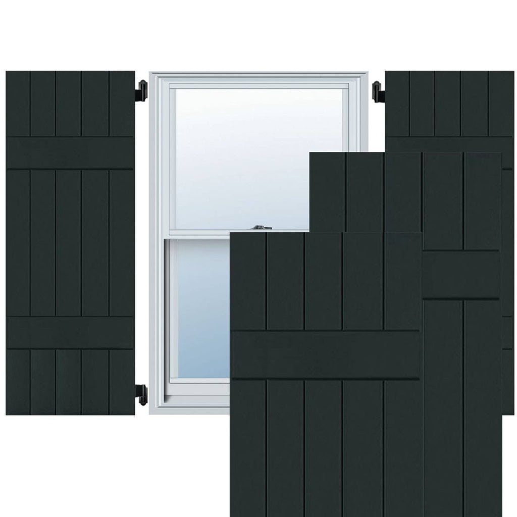 Dark Green Sapele Mahogany Board and Batten Shutters Pair V578518
