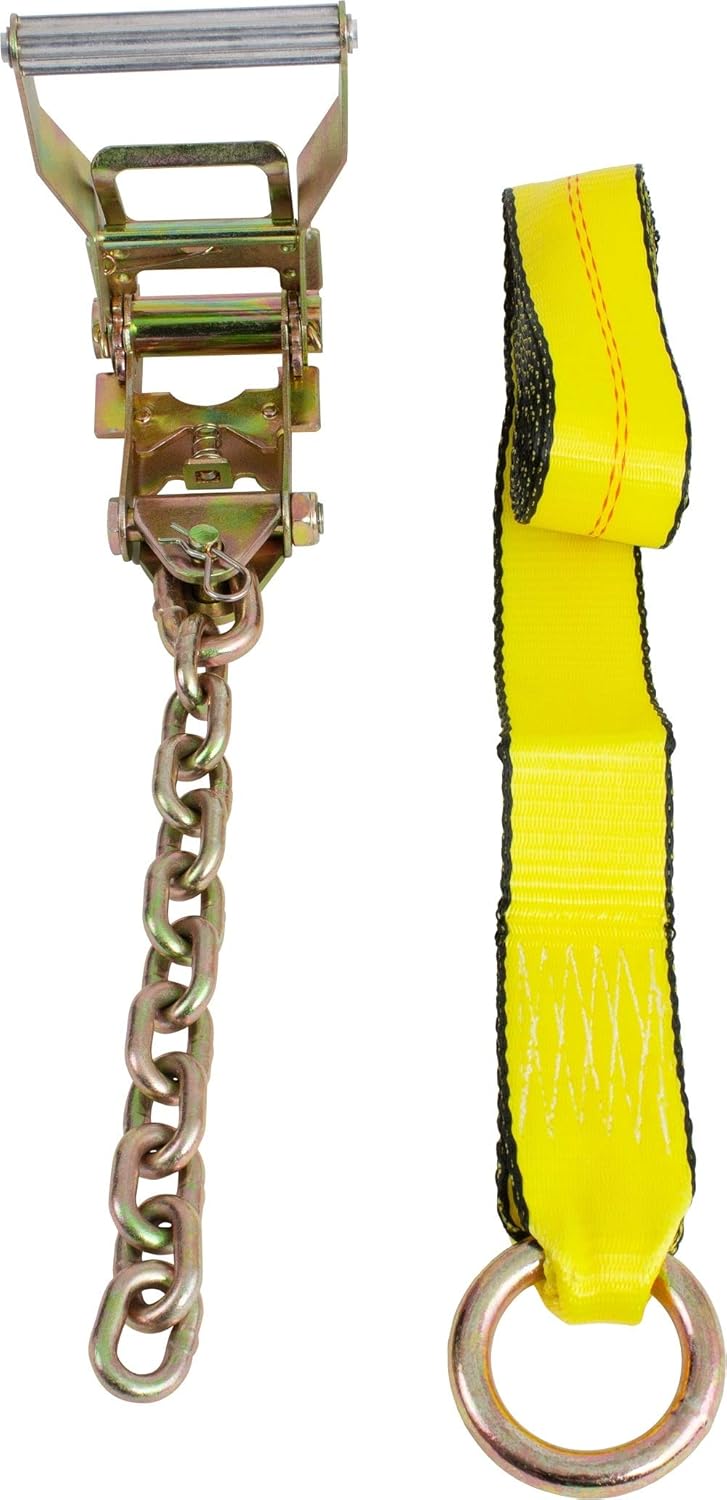 4 Pack 2 x 12' Car Tie Down Ratchet Strap with Chain Anchor S349