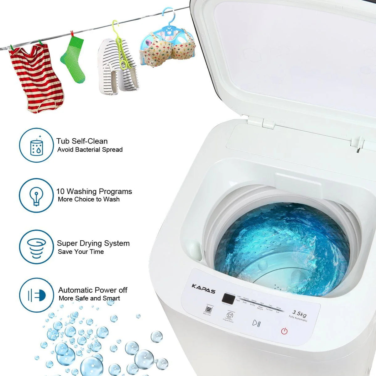 Fully Automatic 2-in-1 Washer & Dryer Machine 8 lbs. Capacity White C8535