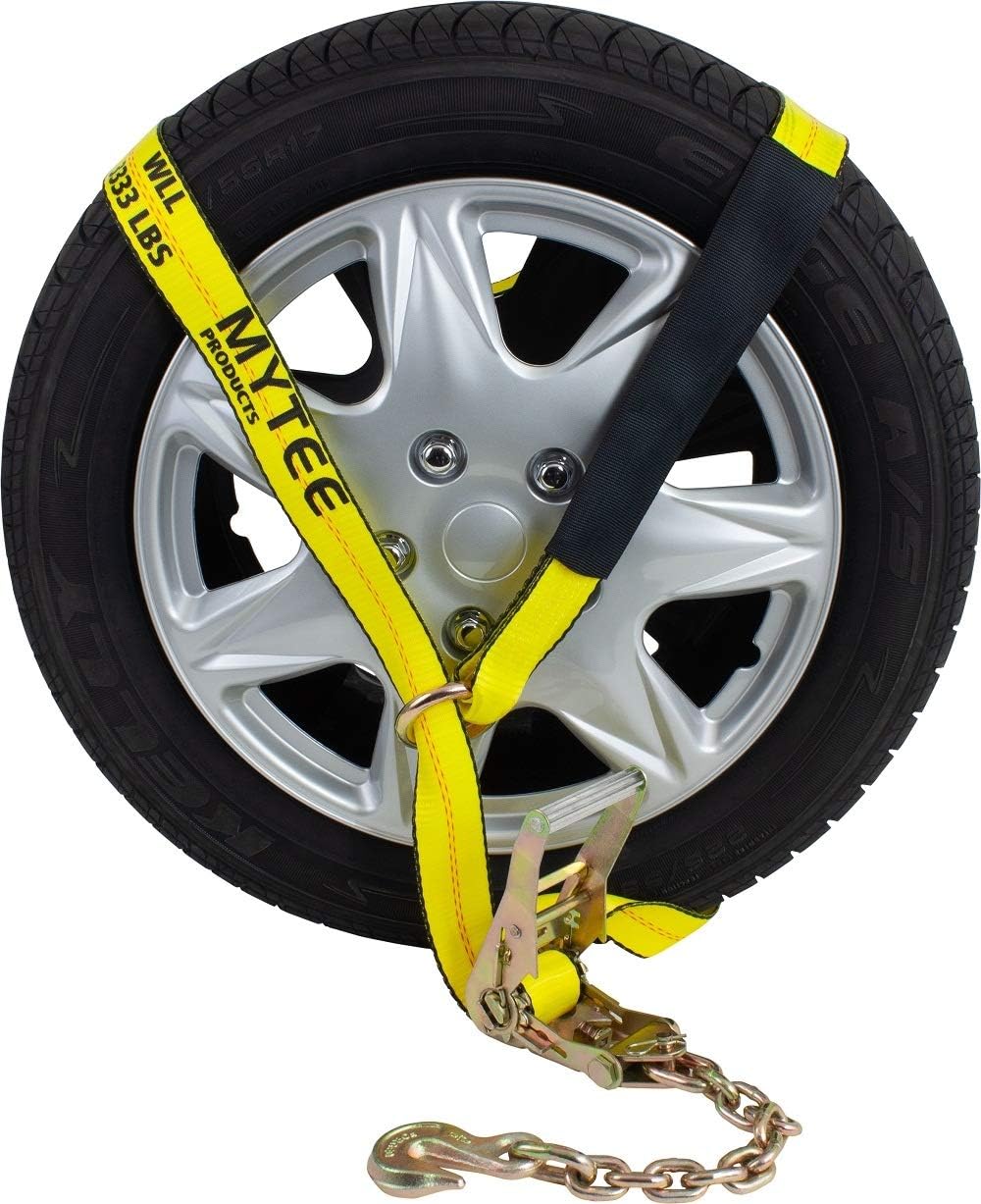 4 Pack 2 x 12' Car Tie Down Ratchet Strap with Chain Anchor S349