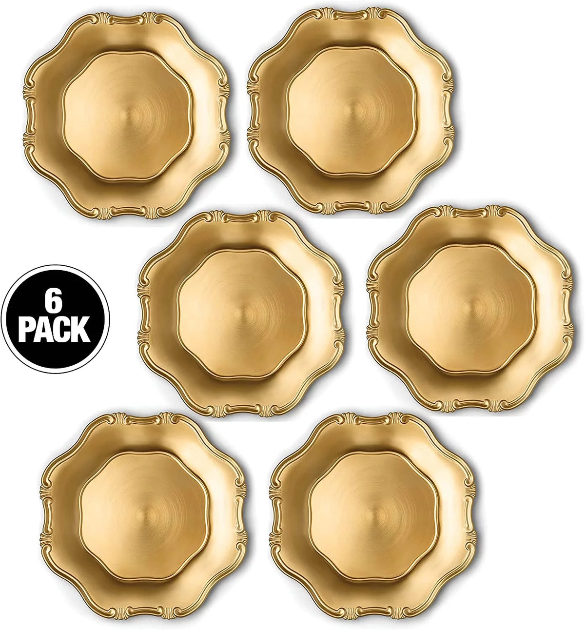 Gold Charger Plates Set of 6 E708