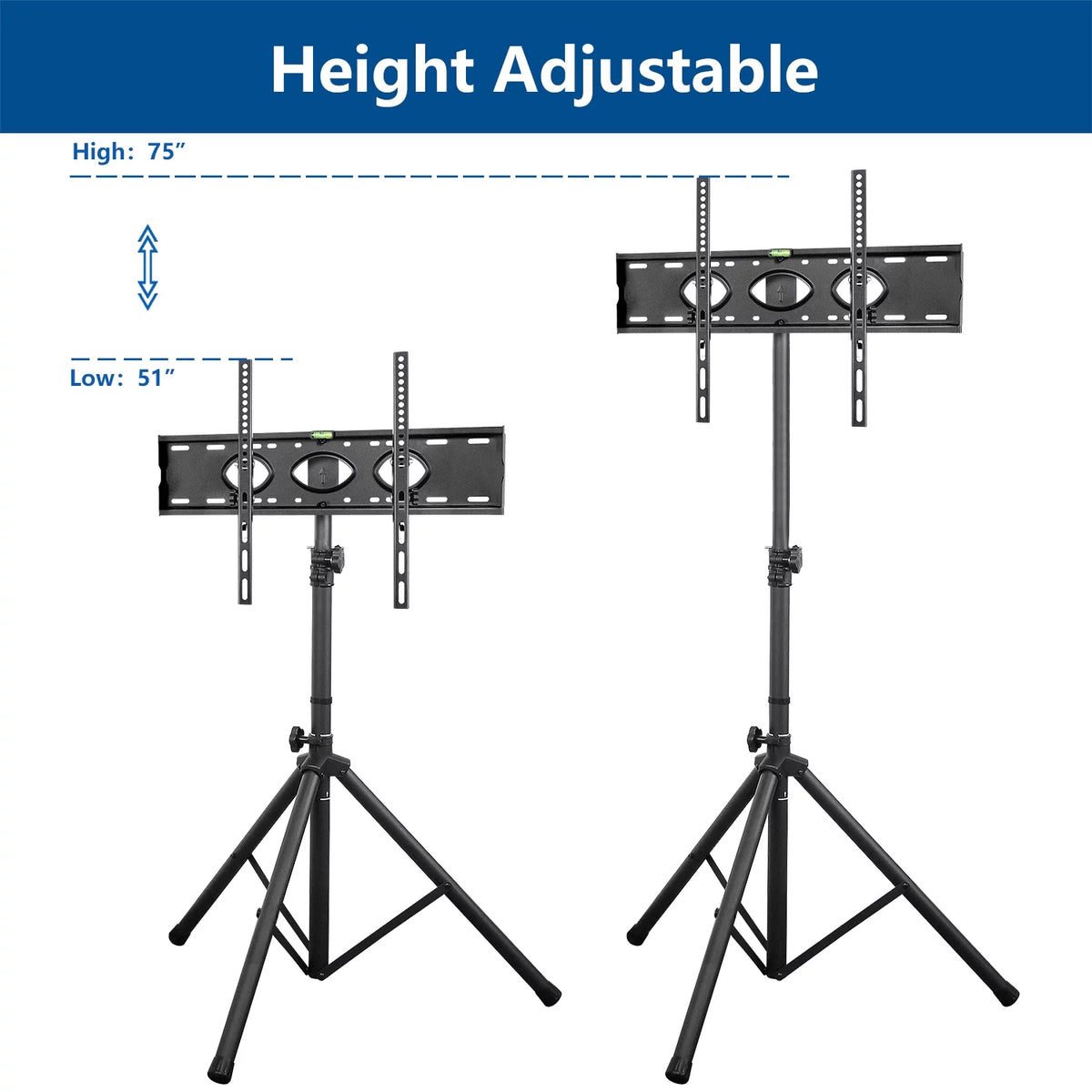 Black Portable Tripod TV Stand up to 75 inch W7320